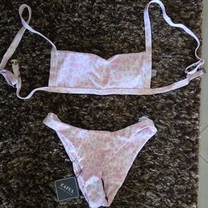 NWT bikini Pink white leopard size Small